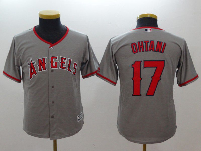 Youth Los Angeles Angels 17 Ohtani Grey MLB Jerseys